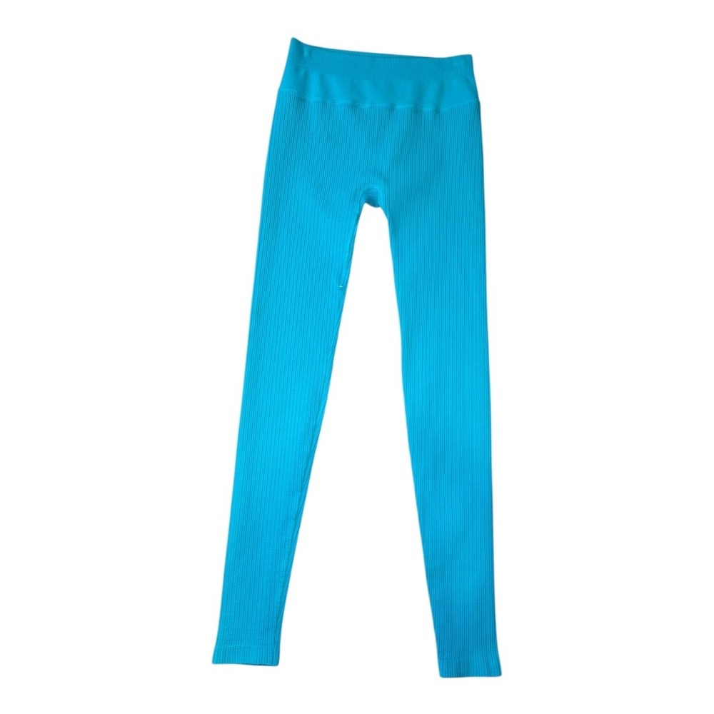 Spiritual‎ Gangster Ribbed High Waist Active Leggings Teal Blue M L